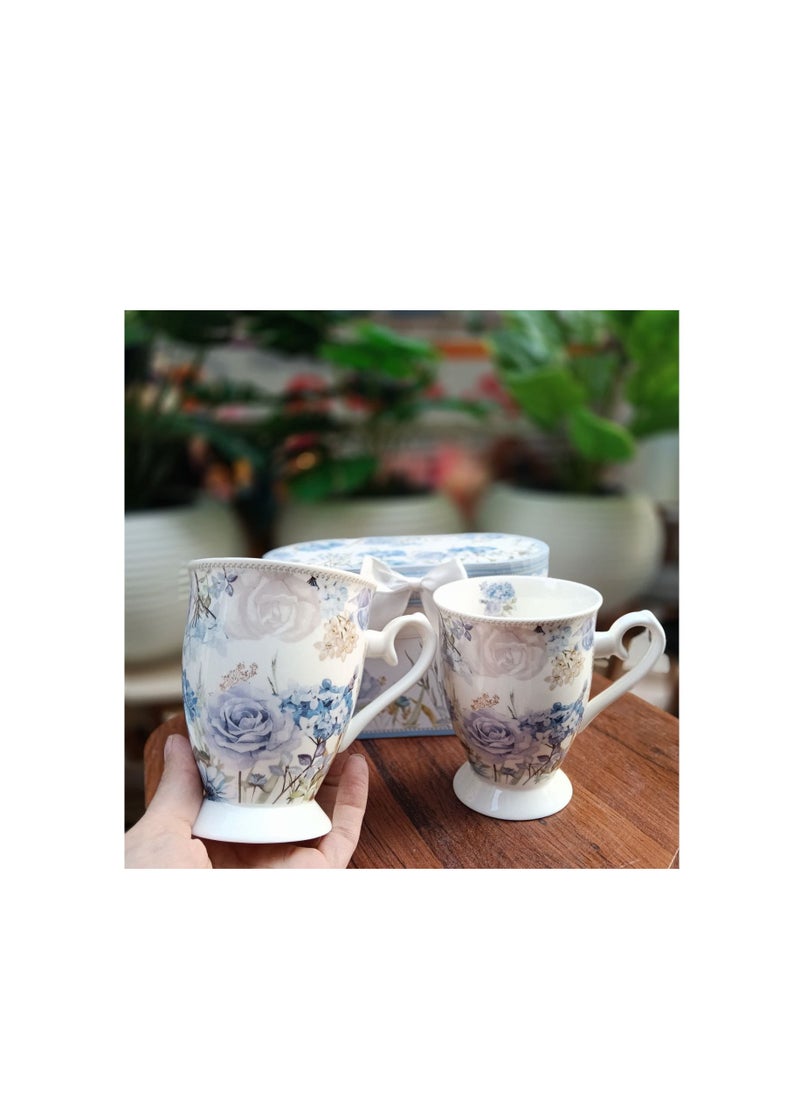 ماركة غير محددة طقم مج 2قطعه بورسلين بقاعده رسومات كلاسيكيه رائعه الطقم بييجي في علبه بنفس لون ورسمه المج سعه المج 300ml  - Image 1