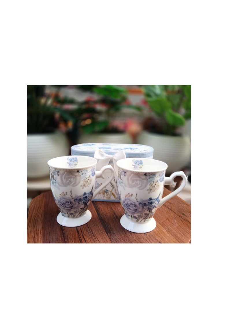ماركة غير محددة طقم مج 2قطعه بورسلين بقاعده رسومات كلاسيكيه رائعه الطقم بييجي في علبه بنفس لون ورسمه المج سعه المج 300ml  - Image 2