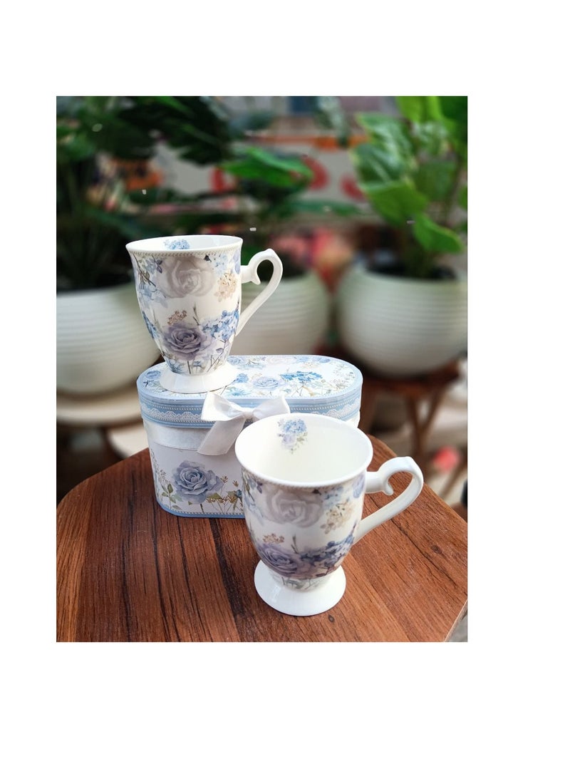 ماركة غير محددة طقم مج 2قطعه بورسلين بقاعده رسومات كلاسيكيه رائعه الطقم بييجي في علبه بنفس لون ورسمه المج سعه المج 300ml  - Image 3