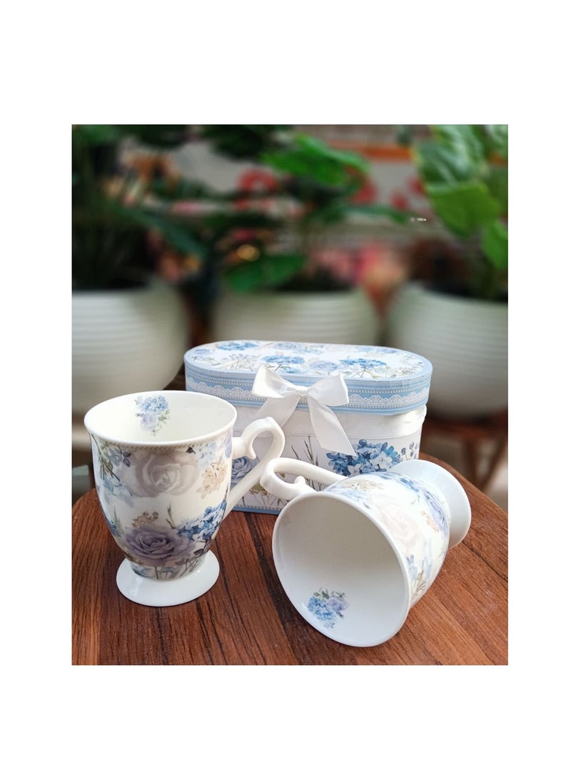 ماركة غير محددة طقم مج 2قطعه بورسلين بقاعده رسومات كلاسيكيه رائعه الطقم بييجي في علبه بنفس لون ورسمه المج سعه المج 300ml  - Image 5