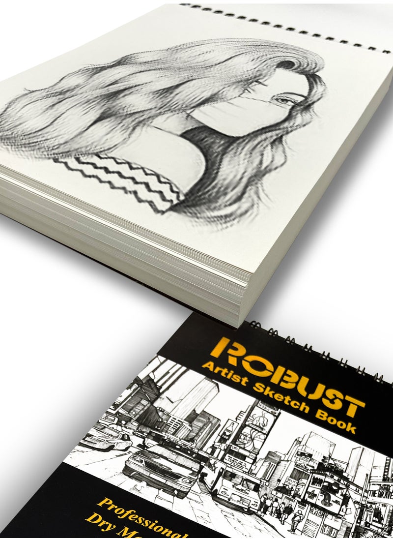 ROBUST Robust 400 series A3 (11.75"x16.5") Sketchbook 50 Sheets Sketch Pad 180gsm Drawing Notebook Dry and Wet Media Drawing Book For Kids Spiral Bound Artist Sketch Paper Acid-Free Art Book  - Image 3