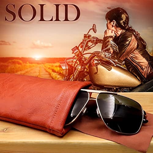 MyEyeglassCase Soft Sunglasses Case | Distressed Brown Leatherette Soft Eyeglass Pouch, Squeeze Top XL Eyeglass Case with Cleaning Cloth Glasses Case, Smart Phone Case (CT8 BROWN) - Image 2