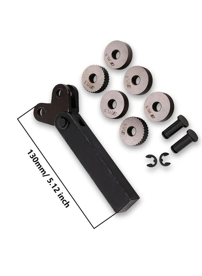 7 Piece Mesh Wheel Knurling Tool Holder Set Manual Thread Rolling Tools 0 5mm 1mm 2mm Pitch - Image 3