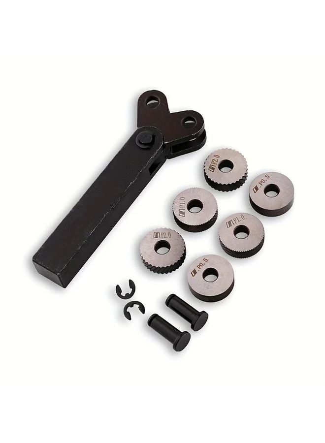 7 Piece Mesh Wheel Knurling Tool Holder Set Manual Thread Rolling Tools 0 5mm 1mm 2mm Pitch - Image 1