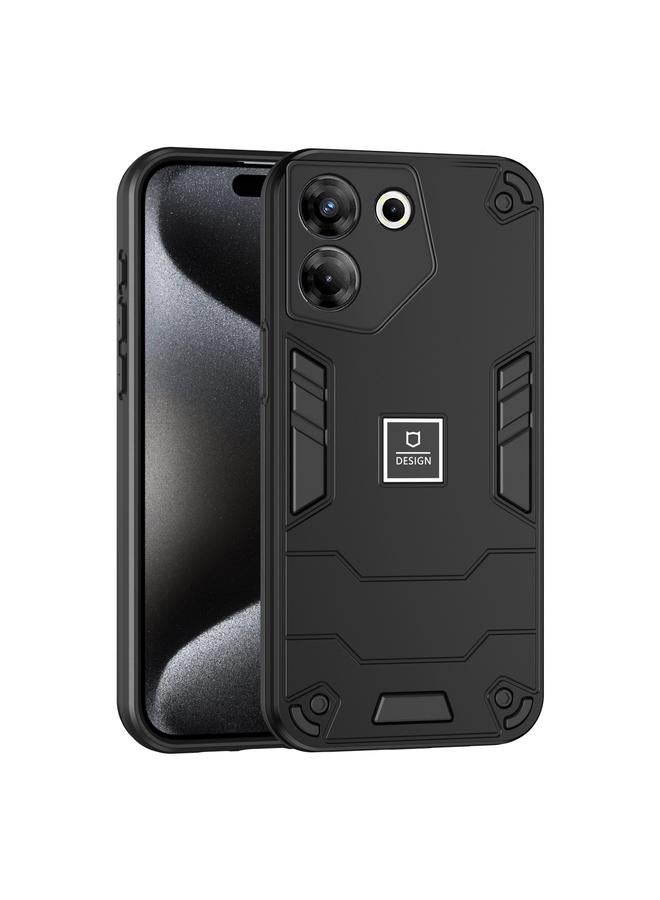 جراب هاتف 2 في 1 مقاوم للصدمات لهاتف Tecno Camon 20 Pro 5G (أسود)