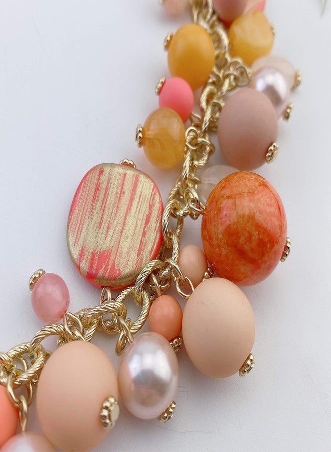 Coiris قلادة بيان من الخرز للنساء من كويريس (N0002-برتقالي مرجاني) - Image 5