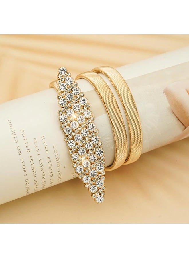LIMHOO Women's Skinny Metal Waist Belt Elastic Thin Waist Belt for Dress Stretch Chain Belt (HY19414-Gold-M) - Image 5