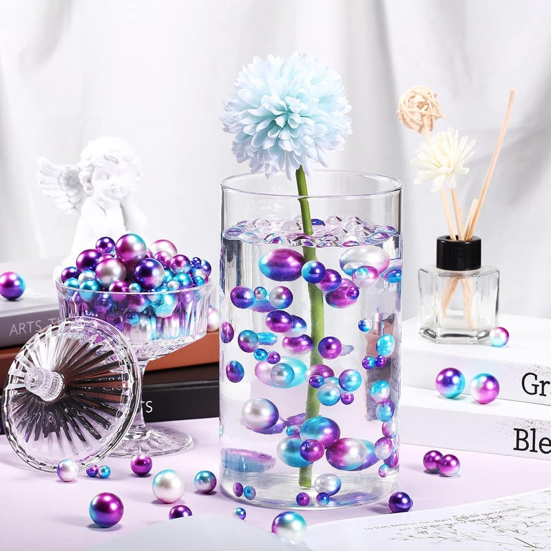 Junkin 150 Pieces Vase Filler Faux Pearls Vase Makeup Beads No Hole Gloss Bead Mixed Sizes Round Pearl for Home Party Wedding Decor, 8/14/20 mm(Rainbow) - Image 4
