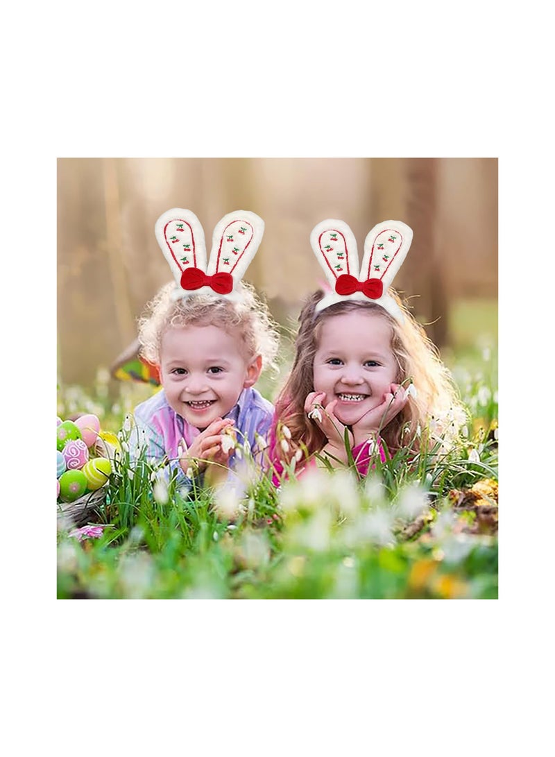 SYOSI 2PCS White Bunny Ears Headband - Rabbit Ears Headband - Bunny Costume Accessories - Bunny Ears for Kids and Adult, Party Masquerade Animal Theme Party - Image 1
