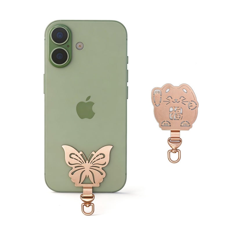 Universal Rose Golden Backplate Phone Grommet Lanyard with Anti Loss Clip - Image 4