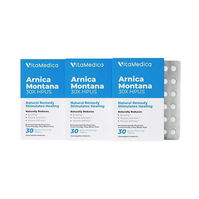 VitaMedica Arnica Montana Blister Pack 30X Tablets for Bruising Pain and Swelling Plant Based Formula Recommended by Plastic Surgeons Natural Recovery Surgery Or Injury 3 Pack 45 Servings - Image 3