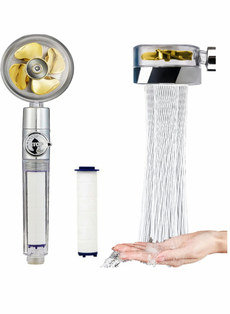 Turbo Fan High Pressure Handheld Shower Head with Filter - Boosted Household Shower Experience with Rainfall Effect - Image 1