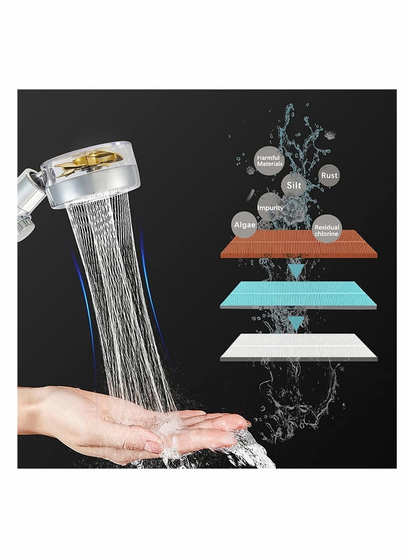 Turbo Fan High Pressure Handheld Shower Head with Filter - Boosted Household Shower Experience with Rainfall Effect - Image 2