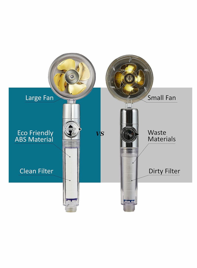 Turbo Fan High Pressure Handheld Shower Head with Filter - Boosted Household Shower Experience with Rainfall Effect - Image 3