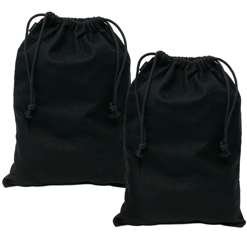 ZENPAC Shoe Bags for Storage, Black Duster Flannel Drawstring Pouch, Washable Breathable Cotton Fabric Cloth for Boots, Travel, Luggage, 12x17, 2 Pack - Image 1
