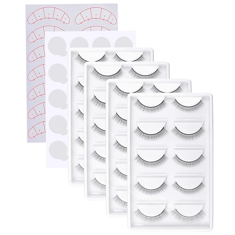 Fenshine 20 Paris Practice Eyelashes for Lash Extensions SuppliesTraining Lashes Selfadhesive Practice Lashes for Training Eyelash Extension Makeup Beginners