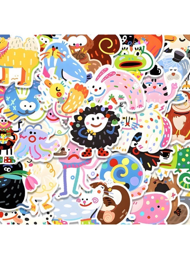 NIBEMINENT 100 Pcs Cartoon Painted Animals Deco Kit Waterproof Stickers, High Definition Printing Bright Colors, Suitable for Laptop Skateboard Luggage Water Bottle Guitar DIY - Image 1