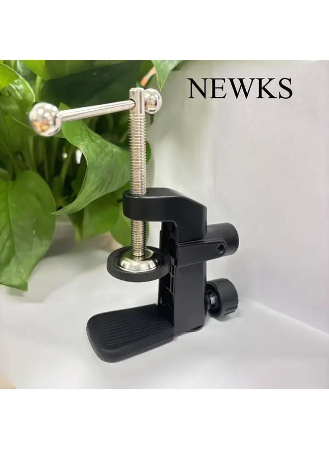 Heavy Duty Metal 2 in 1 Table Mount Mic Clamp Holder Adjustable Scissor Arm Black - Image 2