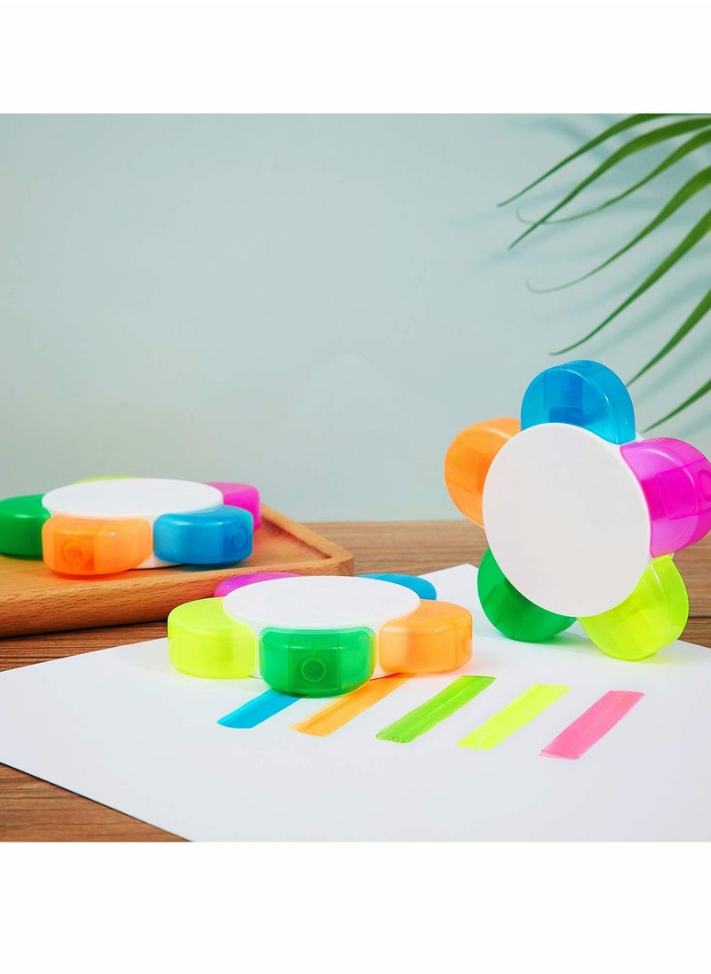 Excefore - Petals Highlighters, Flower Shape Watercolor Highlighter Pens, 5-In-1 Fluorescent Pens for School Office Stationery Supplies, 5 Assorted Colors (6 Pieces) - Image 1