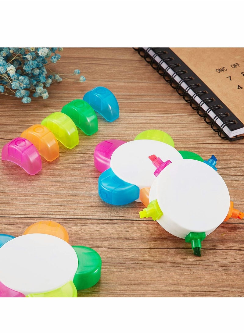 Excefore - Petals Highlighters, Flower Shape Watercolor Highlighter Pens, 5-In-1 Fluorescent Pens for School Office Stationery Supplies, 5 Assorted Colors (6 Pieces) - Image 1