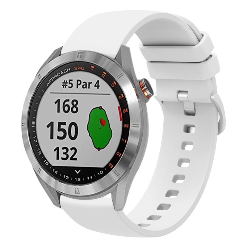S-TOP For Garmin Approach S40 20mm Solid Color Soft Silicone Watch Band(White) - Image 1
