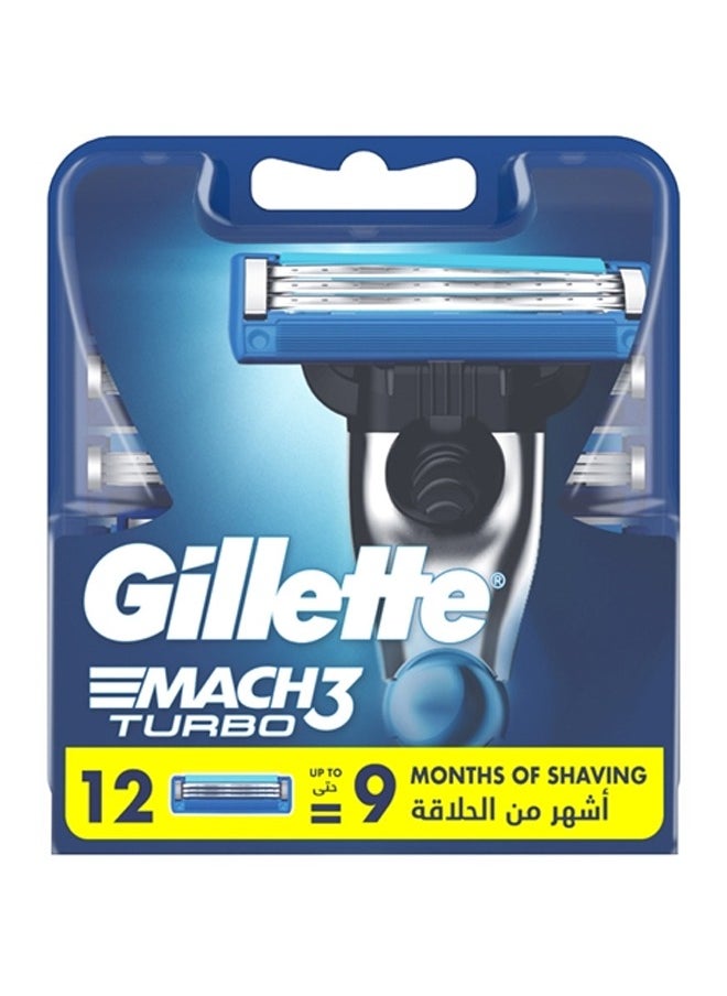 Gillette - Mach3 Turbo Men's Razor Blade Refills, 12 Count - Image 1