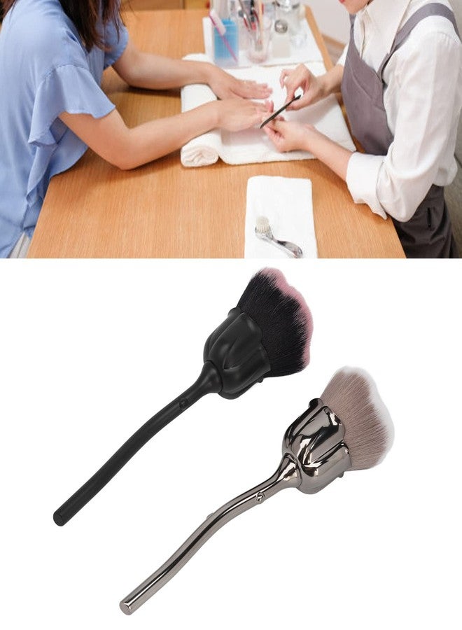 Agatige 2PCS Rose Flower Makeup Brush, Fluffy Soft Nail Art Dust Remover Brush Blush Brush Nail Powder Brush for Daily Makeup Manicure - Image 4