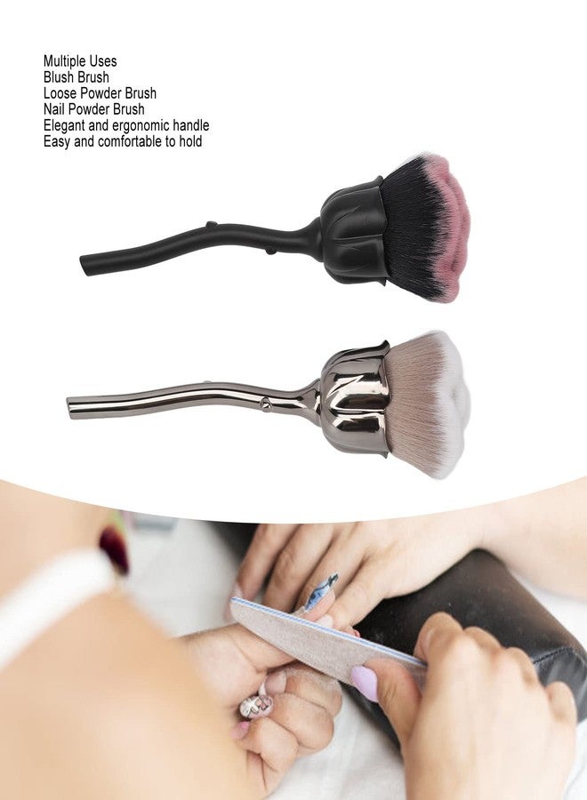 Agatige 2PCS Rose Flower Makeup Brush, Fluffy Soft Nail Art Dust Remover Brush Blush Brush Nail Powder Brush for Daily Makeup Manicure - Image 3
