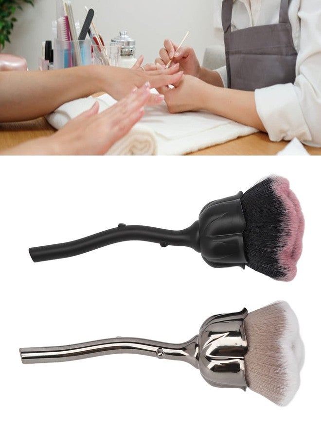 Agatige 2PCS Rose Flower Makeup Brush, Fluffy Soft Nail Art Dust Remover Brush Blush Brush Nail Powder Brush for Daily Makeup Manicure - Image 5