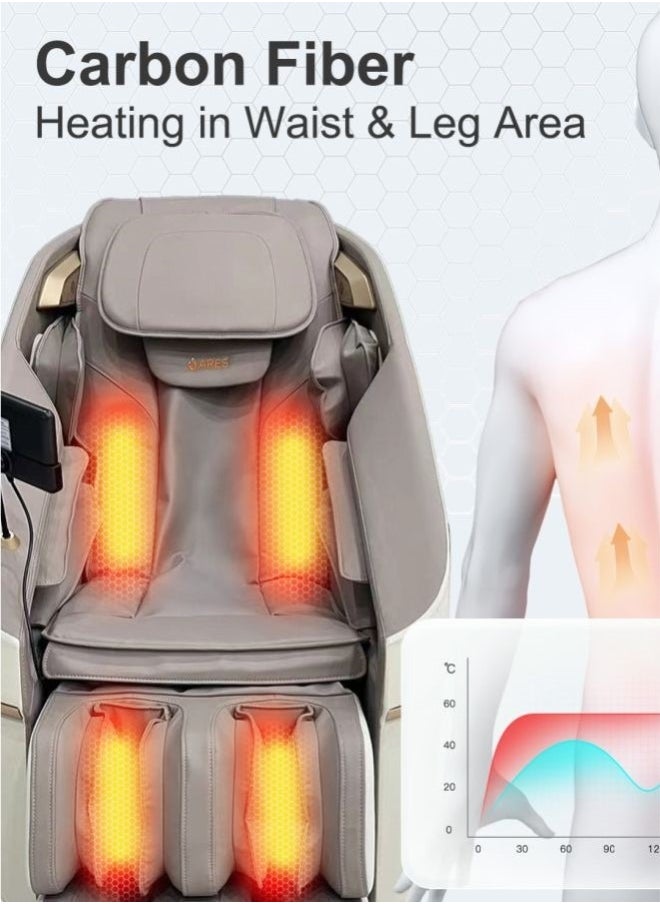 ARES uClass Magnetic Massage Mechanism 22 Auto Programs Waist and Leg Heating Therapy Intelligent Voice Control 3 Zero Gravity Position Bluetooth Speakers- Grey/Beige  - Image 4