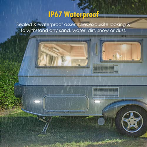 Partsam 2Pcs 4.4" White 24 LED Trailer Side Marker Clearance Lights, Aluminum Housing Surface Mount Reverse/Backup/Running Lights for Motorcycle Trailer Truck Tractor RV, IP67 Waterproof - Image 4