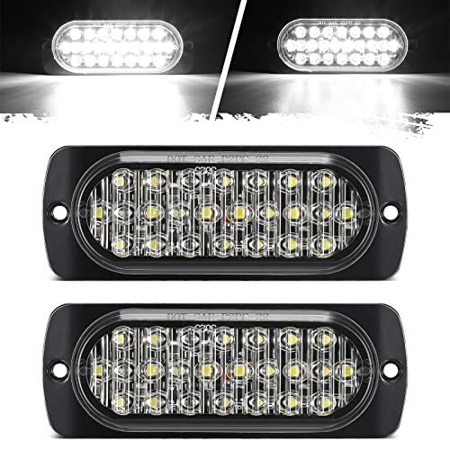 Partsam 2Pcs 4.4" White 24 LED Trailer Side Marker Clearance Lights, Aluminum Housing Surface Mount Reverse/Backup/Running Lights for Motorcycle Trailer Truck Tractor RV, IP67 Waterproof - Image 1
