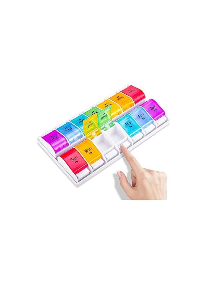 ARINA Medicine Folder Organizer For All Days Of The Week, Morning And Evening In Trendy Rainbow Colors  - Image 4