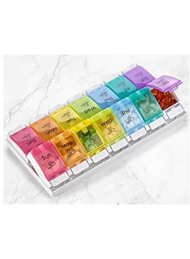 ARINA Medicine Folder Organizer For All Days Of The Week, Morning And Evening In Trendy Rainbow Colors  - Image 2