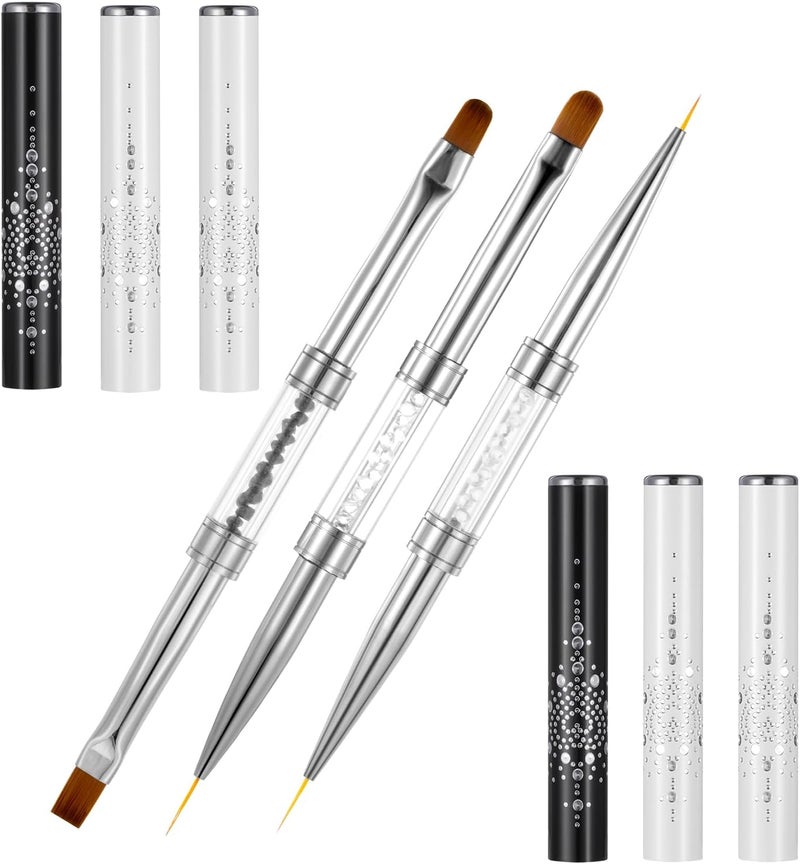 3pcs Builder Gel BrushDualEnded Oval Flat French Tip BrushNail Design Brushes for Design Nails Professional Nail ArtBuilder Gel Nails Extension