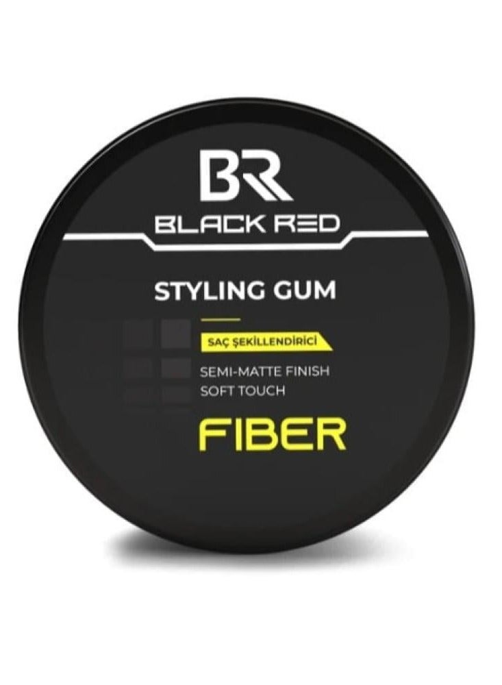 Black Red Hair Styling Gum Fiber - Semi-Matte Finish Soft Touch Hair Cream Wax 120g - Image 1