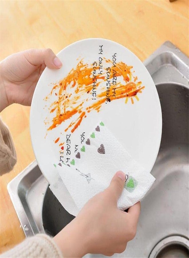 Newvent® Printed Washable Dish Towel Cleaning Cloth | Reusable Kitchen Tissue Paper Roll | Non - Woven Water Absorption Cleaning Cloth (Pack Of 2 X 50 Paper Sheets) - Image 4