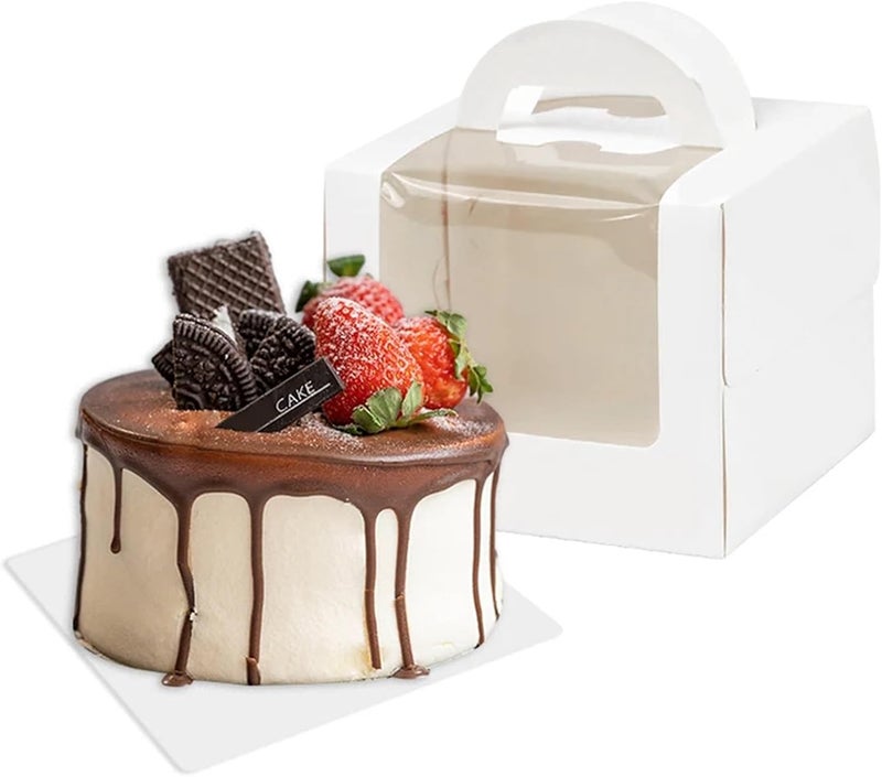 Cupcake Boxes 14sets Cake Packaging Box with Window Portable Paper Box Container(16x16x12.5cm) - Image 4