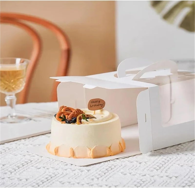 Cupcake Boxes 14sets Cake Packaging Box with Window Portable Paper Box Container(16x16x12.5cm) - Image 5