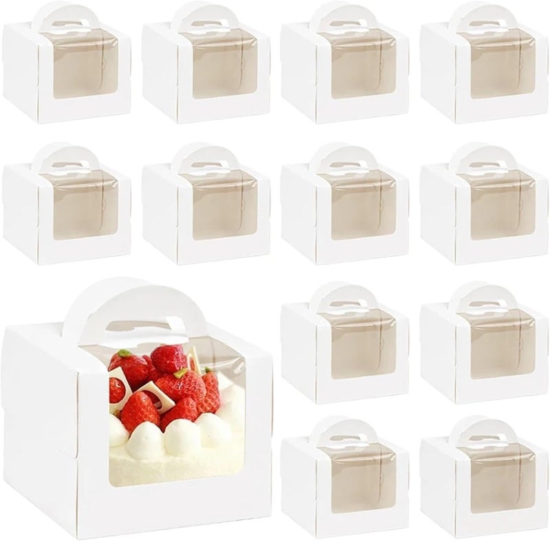 Cupcake Boxes 14sets Cake Packaging Box with Window Portable Paper Box Container(16x16x12.5cm) - Image 1