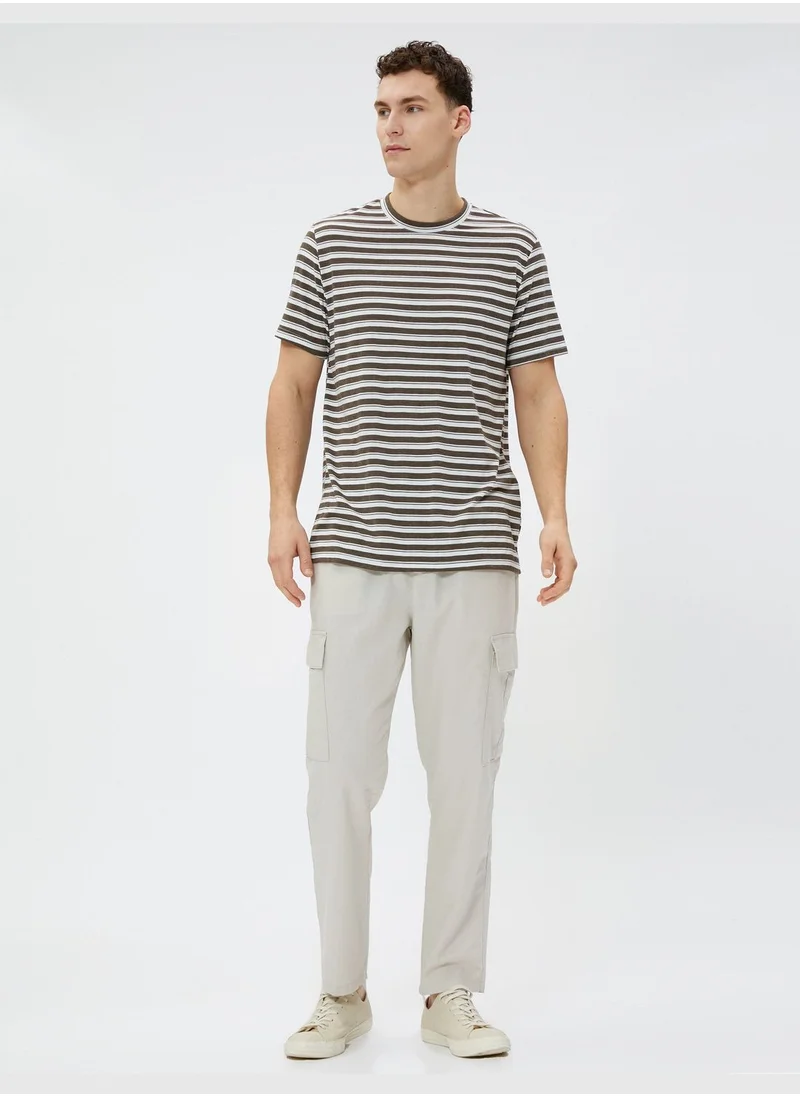 كوتون Linen Blend Cargo Trousers Pockets Drawstring