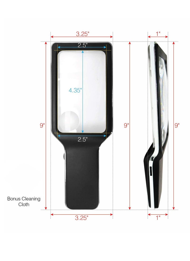 SYOSI - 3X with 5X Zoom Magnifying Glass with [10 Anti Glare & Dimmable LED Lights] -Ease Strain Eyes & Provide Evenly Lit Viewing Area for Reading, Low Vision, Seniors, Macular Degeneration - Image 1