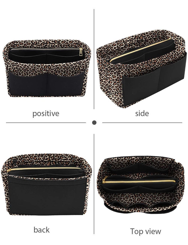LEXSION Purse Tote Diaper Bag Organizer Lightweight Felt Insert Bag in Bag with Zipper Inner Pocket For Neverful Speedy 8021 B-Leopard M - Image 3