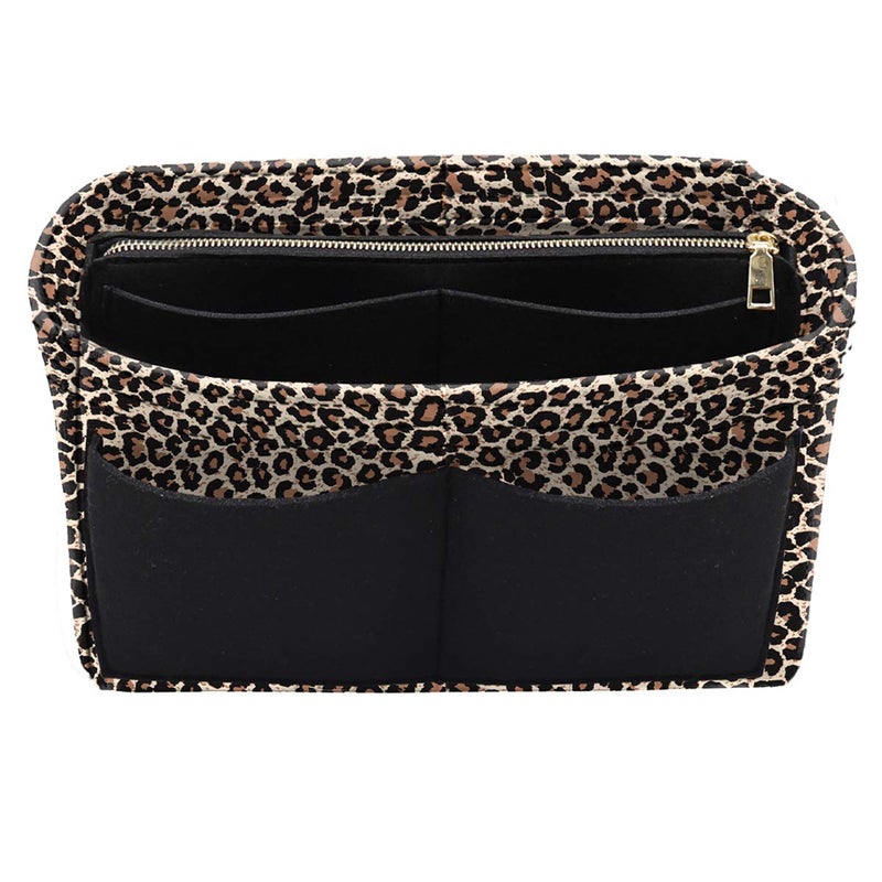 LEXSION Purse Tote Diaper Bag Organizer Lightweight Felt Insert Bag in Bag with Zipper Inner Pocket For Neverful Speedy 8021 B-Leopard M - Image 1