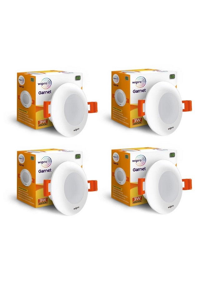 Wipro Garnet 3W Led Mini Downlight for Home & Cabinet| Cool Day White (6500K) | Compact Design with 120° Beam Angle | Recessed Down Light for False Ceiling | Cutout - 2.3 Inch | Pack of 4 - Image 1
