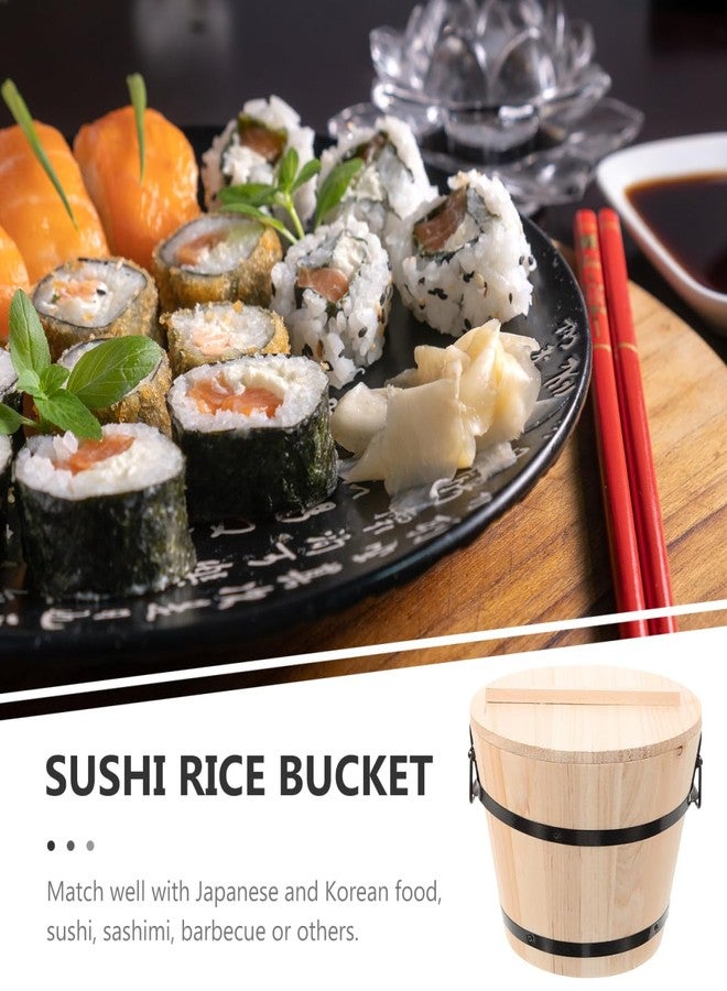 SHOWERORO Wooden Sushi Rice Bucket with Lid 7.08In Round Rice Container for Cooked Storage in Restaurant and Home Kitchen - Image 5