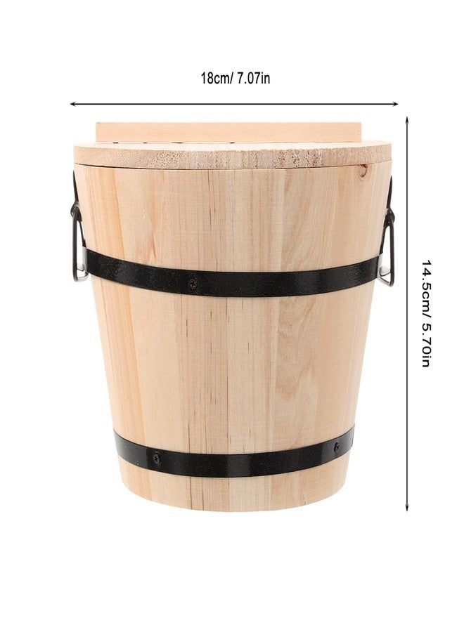 SHOWERORO Wooden Sushi Rice Bucket with Lid 7.08In Round Rice Container for Cooked Storage in Restaurant and Home Kitchen - Image 2