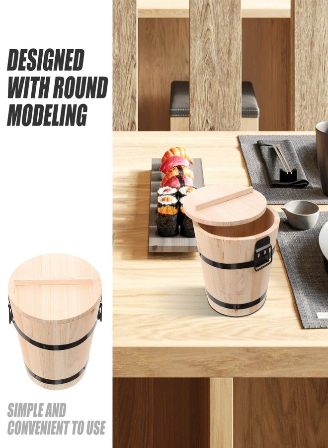 SHOWERORO Wooden Sushi Rice Bucket with Lid 7.08In Round Rice Container for Cooked Storage in Restaurant and Home Kitchen - Image 4