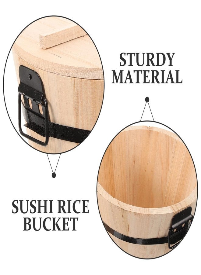 SHOWERORO Wooden Sushi Rice Bucket with Lid 7.08In Round Rice Container for Cooked Storage in Restaurant and Home Kitchen - Image 3