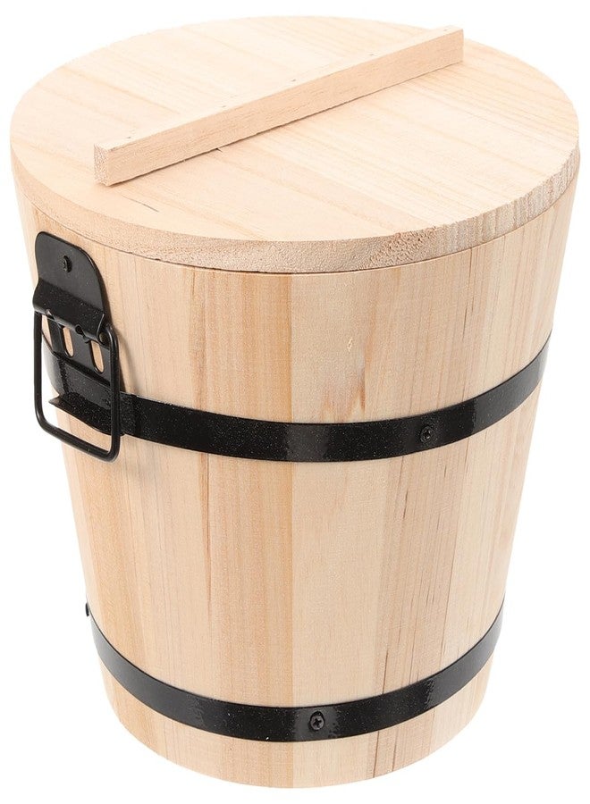 SHOWERORO Wooden Sushi Rice Bucket with Lid 7.08In Round Rice Container for Cooked Storage in Restaurant and Home Kitchen - Image 1